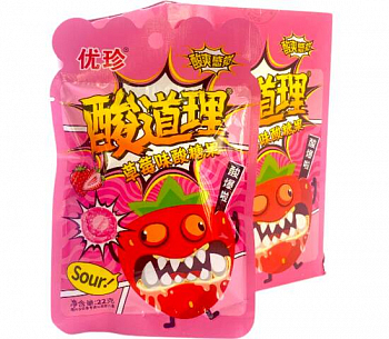 Карамель "Lemon is Crazy" с шипучкой внутри клубника 22гр 1шт/20уп